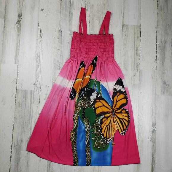 NWT Si Rou Smocked Pink Ombre Butterfly Mini Sundress Women's Size Medium - Picture 1 of 8